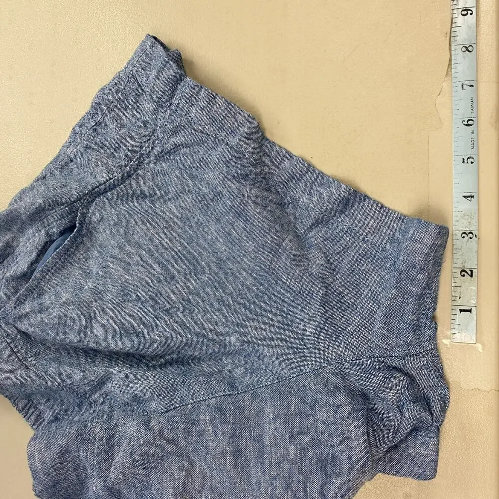 GAP Womens Chambray Linen Blend Shorts Blue Medium Pull-On High Rise Pockets 30